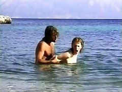 Vintage video of an european couple fucking under the sea